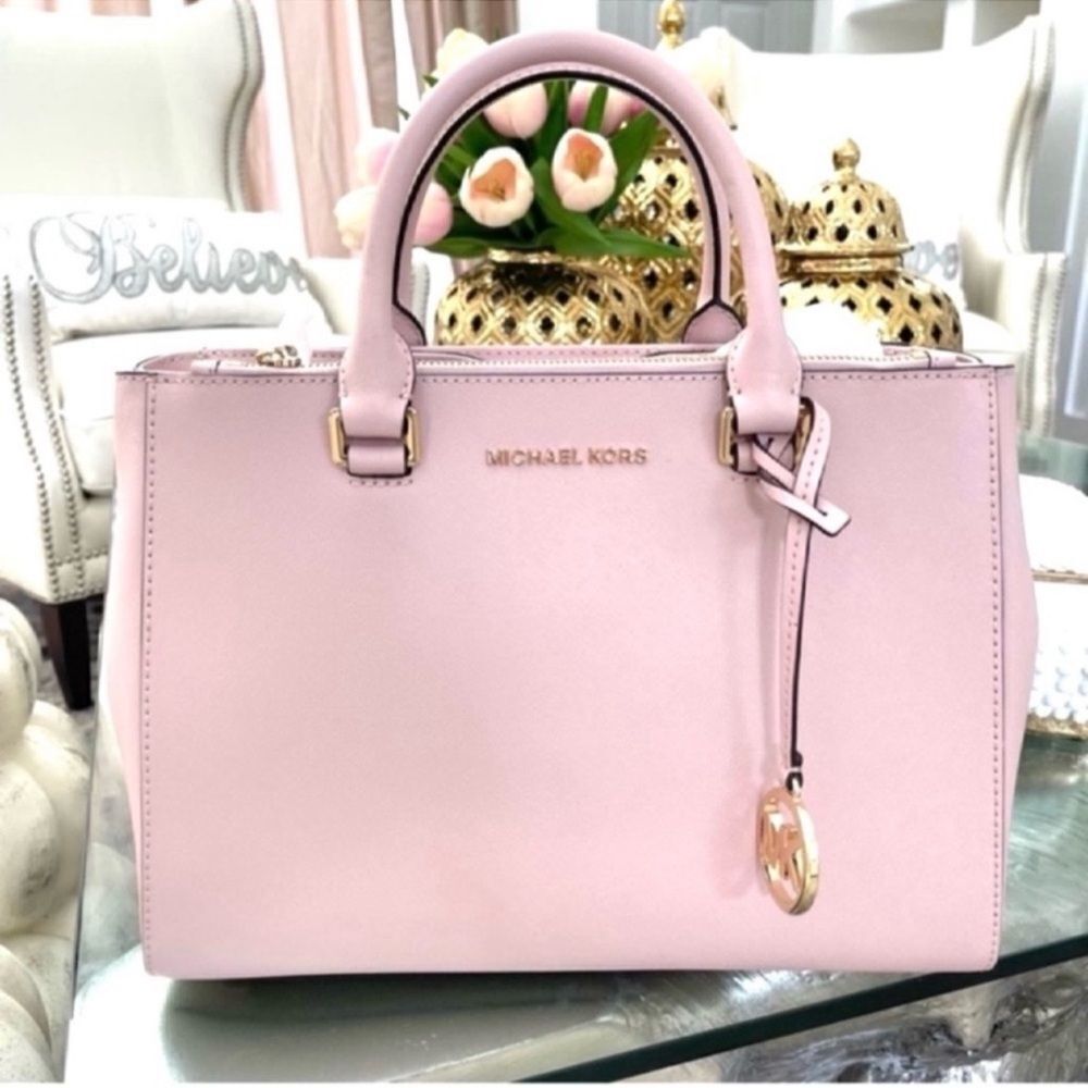 NWT MICHAEL Michael Kors Kellen Saffiano Leather Satchel Bag, Blossom